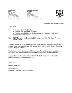 OESP Guideline for Electricity Distributors and Unit Sub