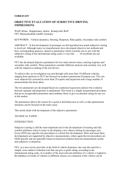 OBJECTIVE EVALUATION OF SUBJECTIVE DRIVING IMPRESSIONS