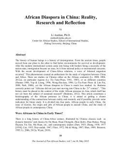 African Diaspora in China - Journal of Pan African Studies