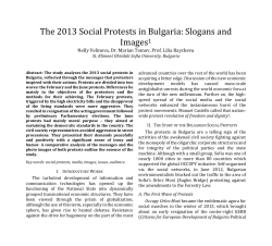 The 2013 Social Protests in Bulgaria: Slogans and Images1