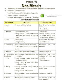 Elements can be classified as metals and non-metals - E