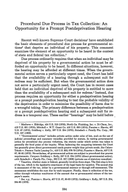 Procedural Due Process in Tax Collection: An