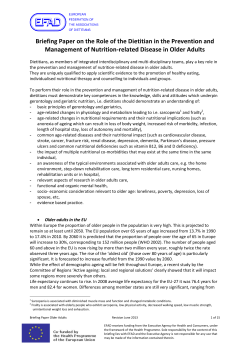 Briefing Paper on the Role of the Dietitian in the Prevention