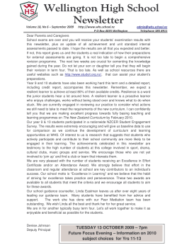 Newsletter Sep 2009 - Wellington High School