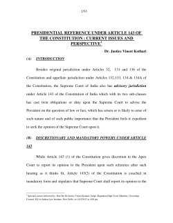 Presidential Reference under Article 143 of the Constitution