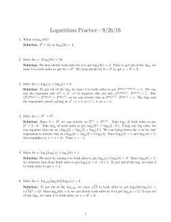 Logarithms Practice - 9/26/16