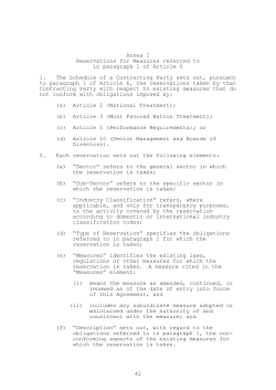42 Annex I Reservations for Measures referred to in paragraph 1 of
