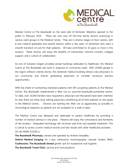 Medical Centre Summary Jan 2016