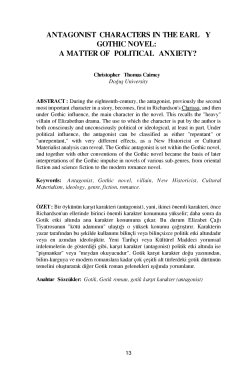 ANTAGONIST CHARACTERS IN THE EARL Y GOTHIC NOVEL: A