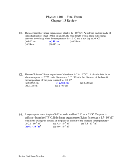 Physics 1401 - Final Exam Chapter 13 Review