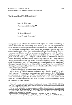 The Reversal Small-World Experiment* Peter D. Killworth University