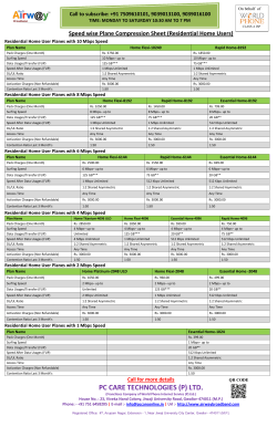 Plan Comparison Sheet (Residential User)