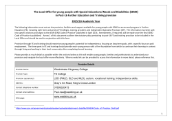 Local Offer 2015/16 - Westminster Kingsway College