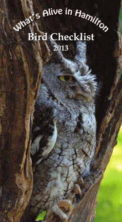 Bird Checklist - Hamilton Conservation Authority