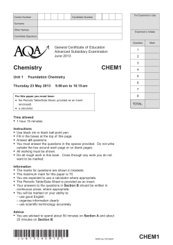 A-level Chemistry Question paper Unit 01 - Foundation