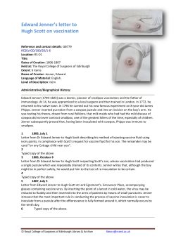 Letters from Dr. Edward Jenner - Royal College of Surgeons of