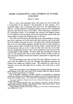 Crisis, Community, and Consent in Water Politics