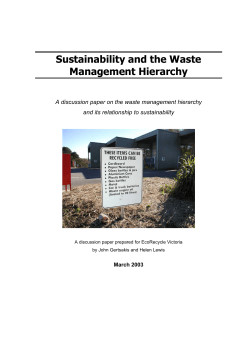Sustainability and the Waste Management Hierarchy