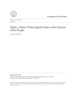 Alden v. Maine: Protecting the States at the Expense of the People