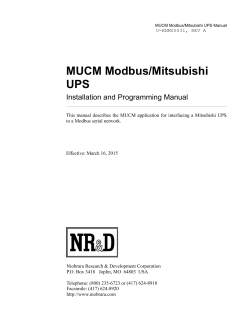 MUCM Modbus/Mitsubishi UPS - Mitsubishi Electric Power Products