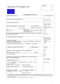 Schengen visa application form