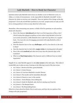Lady Macbeth &ndash; How to Study her Character