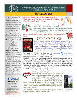 Prayer List - Salem Evangelical Reformed Church, Hellers