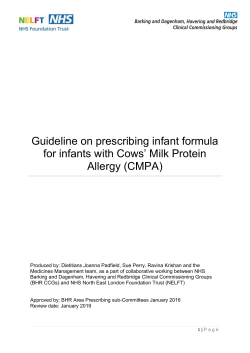 Guideline on prescribing infant formula for infants with Cows` Milk
