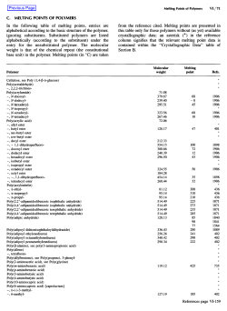 C. MELTING POINTS OF POLYMERS In the following table