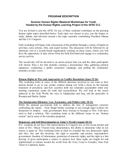 PROGRAM DESCRIPTION Summer Human Rights Weekend