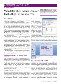 Metadata: The Hidden Disaster That`s Right in Front of You