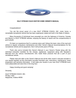 GULF STREAM COACH MOTOR HOME OWNER`S MANUAL