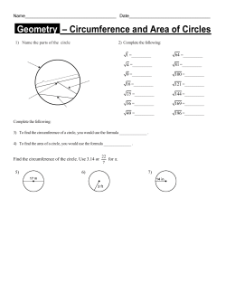 Geometry &ndash; Circumference and Area of Circles