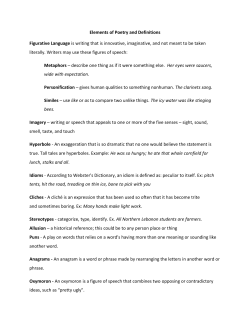 Elements of Poetry and Definitions Figurative Language is writing