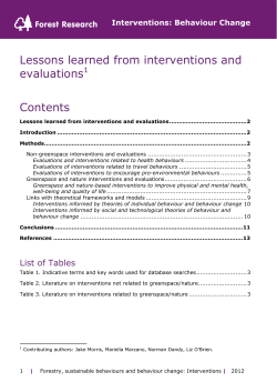 Lessons learned from interventions and evaluations