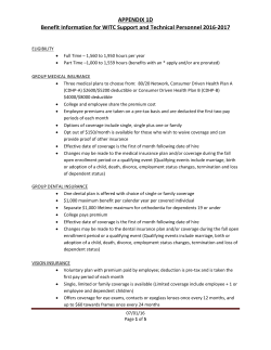 Benefit Package for WITC Support and Technical Personnel