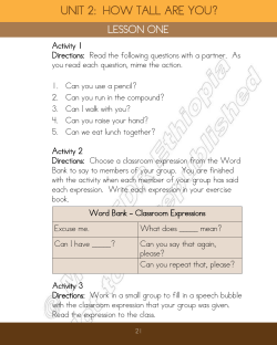 UNIT 2: HOW TALL ARE YOU?