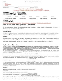 The Mole and Avogadro`s Constant - Chemwiki