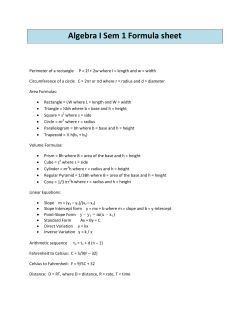 Algebra I Sem 1 Formula sheet