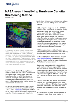 NASA sees intensifying Hurricane Carlotta threatening