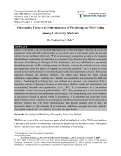 Personality Factors as Determinants of Psychological Well
