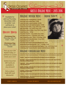 Holiday Menu - Greta`s Gourmet