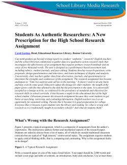 Students As Authentic Researchers
