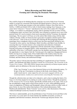 Robert Browning and Mick Imlah: Forming and Collecting the