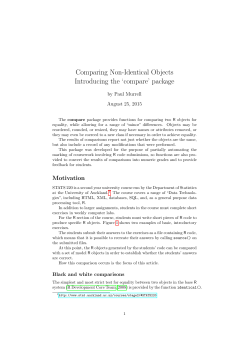 Comparing Non-Identical Objects Introducing the