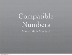 Mental Math Monday! - mrs