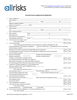 Haunted House Supplemental Application