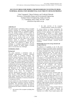 OCCUPANT BEHAVIOR MODEL FOR HOUSEHOLDS TO