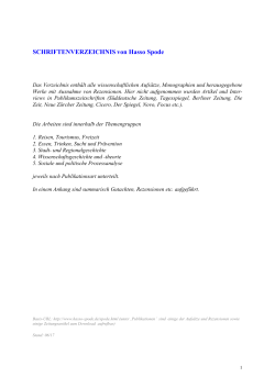 SCHRIFTENVERZEICHNIS von Hasso Spode