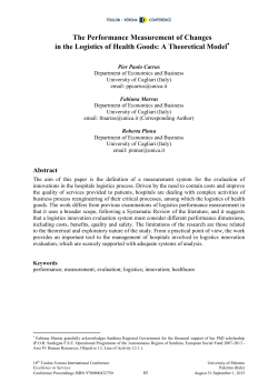 The Performance Measurement of Changes in the Logistics of